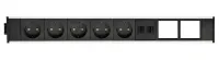 ABL 2M200510- Розеточная станция серии Link с 5 розетками, 2xUSB-A и 2 слотами для IMP, черная с серебристым