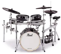 PEARL E/MERGE HYBRID (EM-53HB) (EM-EDP/A, EM-EDP/B, EM-HWP, EM-EBP) - электронная ударная установка на раме. Пэды барабанов: малый, 2 подвесных тома, 1 напольный том, бас барабан деревянный. Пэды тарелок: хай-хет, крэш, райд. Электронный модуль.