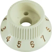 PP-T40-T ручка для потенциометра тембра, для электрогитар формата Stratocaster, пластик, цвет белый, золотистая маркировка, Smiger