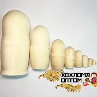 LHM90009 Матрешка без росписи 9 кукольная, Хохлома