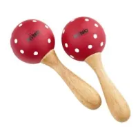 MEINL NINO8PD-R маракасы деревянные, большие, круглые. Цвет красный с белыми точками.