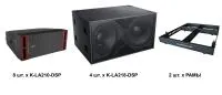 Audiocenter k-la210-dsp х 8 шт, k-la218-dsp х 4 шт, две рамы для подвешивания и граундстека. комплект активного линейного массива с dsp. k-la210-dsp элемент массива, частотный диапазон 57hz-20khz, дисперсия (один элемент) - 100° х 10°, spl max 133 дб, уси
