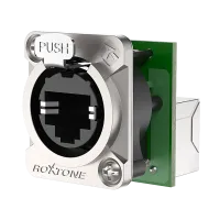 ROXTONE RE8FD5R Разъем RJ45 панельный, гнездо, тип-D, розетки соответствуют CAT5e согласно стандарту TIA / EIA 568-C.2 и ISO / IEC1 1801, возможность крепления  для  разъема RJ45 и разъема RJ45 типа XLR.
