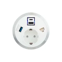 ABL 2F210108- Встраиваемая розетка серии Port El с 1xUSB-A, 1xUSB-C, 1xUSB-A 3.0 и 1xRJ45 Cat6A, белая