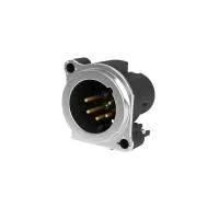 Seetronic SCADM5-V- Панельный разъем XLR 5-pin (вилка) с фланцем типа A на вертикальную печатную плату, под пайку, заземления с корпусом и заземлением панели