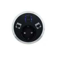 ABL 2F20F1A5- Встраиваемая розетка серии Port El с 1xUSB-A, 1xUSB-C и 2xRJ45 Cat6A, черная (2F200105)