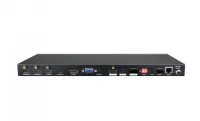 [ss-1819] презентационный коммутатор 6х1 digis, 4k 60hz 4:4:4 (18 гб/с), х3 hdmi + х1 dp + х1 usb-c + х1 vga вход, x1 hdmi выход, rs232, tcp/ip (gui), hdcp 2.2, де-эмбеддер, оптический + балансный (phoenix 5p) аудио выходы