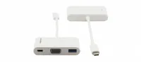 Переходник [99-97210003] Kramer Electronics [ADC-U31C/M1] USB 3.1 тип C вилка на VGA розетку, USB 3.0 розетку и розетку USB 3.1 Type-C для зарядки мобильных устройств