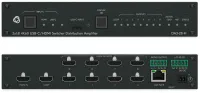 Kramer KRAMER DA3-28-H, Усилитель-распределитель 1:8 HDMI с коммутатором 2х1 HDMI + USB-C и деэмбедером аудио; поддержка 4K60 4:4:4, HDMI 2.0, PoE