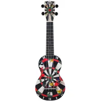 Mahalo MA1DR Укулеле сопрано с чехлом, корпус - липа, гриф - габон, накладка на гриф махагони, струны Aquila Super Nylgut, цвет - Aqua Blue, матовая, рисунок - дартс