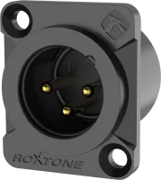 ROXTONE RX3MDWP-BG Разъем cannon (XLR) панельный папа 3-х контактный пыле- и влаго-защищенный для тяжелых условий эксплуатации со степенью защиты IP66. Цельнометаллический корпус с прочной конструкцией, обеспечивающий длительный срок службы и обеспечивающ
