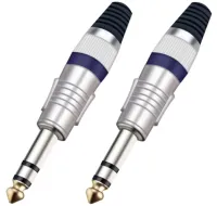 Taverlab P1084-Purple - Разъём прямой, кабельный, никелированный, джек 6.35мм симметричный, "папа" (корпус цинковый сплав, пурпурный)