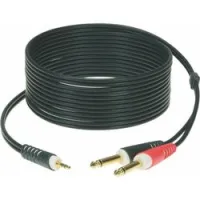 Klotz ay5-0300  коммутационный кабель миниjack 3,5 стерео/ 2 х jack 6,3 моно 3 м черный, разъем klotz