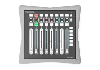 Digico control 8 - контроллер, 8 фейдеров, 16 кнопок без фиксации, 6 переключателей банков/кнопок, изменение уровня, имени, отключения звука и соло-индикации, питание poe или от сетевого адаптера 12 в
