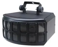 LN60404 Cветовой LED эффект множества цветных лучей. Источник света: 2х10W LED (RGBW 4 в 1). Управление DMX512 - 7 каналов,звуковая активация, авторежим, master/slave. Вес 3,5 кг, размер 288х272х191мм