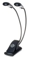 K&M 12243-000-55  подсветка для пюпитра. 2 led, лампы, чёрная, работает от 3 аа батареек