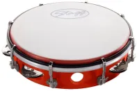 STAGG TAB-108P-RD 8" тамбурин, пластиковый корпус, 1 ряд колокольчиков, отделка под дерево, цвет: красный