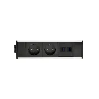 ABL 2M20F2F3- Розеточная станция серии Link с 2 розетками и 2xUSB-A, черная с серебристым (2M200208)