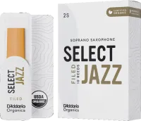 Трости для сопрано-саксофона d'addario organic select jazz filed orsf10ssx2s - трость из толстой заготовки c подрезкой с утолщенным сердцем для саксофона сопрано силой 2 слабая. цена за упаковку из 10 штук