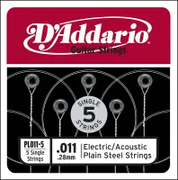 PL011-5 Plain Steel Отдельная стальная струна без обмотки 011, 5шт, D`Addario