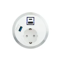 ABL 2F210112- Встраиваемая розетка серии Port El с 1xUSB-A, 1xUSB-C, 1xUSB-A 3.0, белая