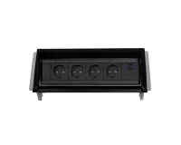 ABL 2F000409- Встраиваемая розеточная станция серии Aero Flip с 4 розетками, 1xUSB-A, 1xUSB-C, черная