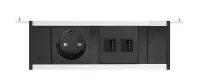 ABL 2M80F1F3- Розеточная станция серии Level тип F (Level-F) с 1 розеткой и 2xUSB-A, черная с серебристым