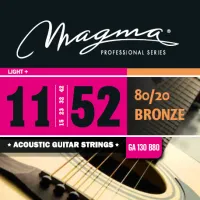 Magma Strings GA130B80 - Струны для акустической гитары 11-52, Серия: Bronze 80-20, Калибр: 11-15-23-32-42-52, Обмотка: круглая, бронзовый сплав 80/20