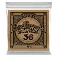 Ernie Ball 1436 - струна одиночная для акустической гитары, Серия Earthwood, Калибр: 36, Сердцевина: шестигранник; сталь, покрытая латунью, Обмотка: