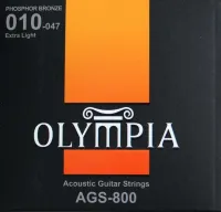 Olympia AGS 800 Acoustic Phosphor Bronze струны для акустических гитар, 6 струн, натяжение Extra Light, калибры струн .010, .014, .023w, .030w, .039w, .047w