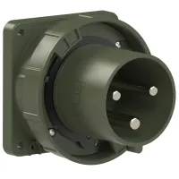 PCE Вилка встраиваемая 125А/230V/1P+N+E/IP67, фланец 100x100, бронзово-зеленый 643-6.u