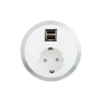 ABL 2F21F1F3- Встраиваемая розетка серии Port El с 2xUSB-A, белая (2F210118)