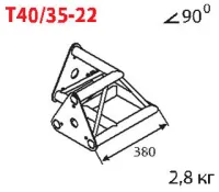 ИМЛАЙТ T40/35-22 Стыковочный угол 90 градусов, d40х2 \ d16х2мм.
