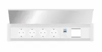 ABL 2G01F4A4- Встраиваемая розеточная станция серии Level тип C (Level-C) с 4 розетками, 1xUSB-A, 1xUSB-C и 1 слотом для IMP, белая с серебристым