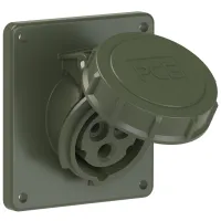 PCE Розетка встраиваемая наклонная 16А/230V/1P+N+E/IP67, фланец 92x100, бронзово-зелёный 4132-6.u