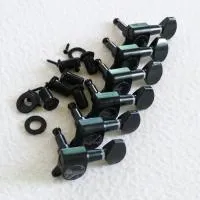 MH102-6R-BK колки для электрогитары, 6 в ряд, правые, черные, под отверстие 10 мм, втулки и шурупы в комплекте, Donlis