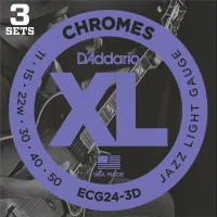 ECG24-3D Chromes Cтруны для электрогитары, Jazz Light, 11-50, 3 комплекта, D'Addario