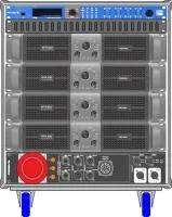 Axiom AXRACKM3- Главный рэковый шкаф 9U с четырьмя усилителями HPX6000, процессором и панелью MDISTRO03