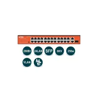 WI-PS526GH, Коммутатор неуправляемый PoE 200Вт, порты 24 PoE FE + 1GE + 1Combo, режим 250м, Watchdog