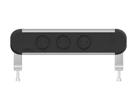 ABL 2A000307- Настольная розеточная станция серии Chroma с 3 розетками и 1 слотом для IMP, черная с серебристым