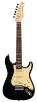 STAGG SES-30 BK 3/4 - электрогитара, размер 3/4, 22 лада, корпус: павловния, гриф: клён, на болтах, накладка: клён, звукосниматели: SSS, регулировки: 1х громкость, 2х тон, 5-ти позиционный переключатель, цвет: черный