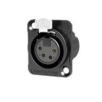 Seetronic MK4F2C-BG- Панельный разъем XLR 4-pin (розетка) с фланцем типа D, под пайку, цвет черный