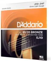 D'ADDARIO EJ10 - струны для акустической гитары, бронза Extra Light - 10-47, J.D.Addario