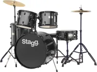 STAGG TIM122BK - акустическая барабанная установка, корпуса из 6-ти слойной липы, состав: BD 22" x 16" (12 лагов) - TT 13" x 10" (10 лагов) - TT 12" x 9" (10 лагов) + держатели томов - FT 16" x 16" (10 лагов) - деревянный малый барабан SD 14" x 5,5" (12 л