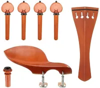 Violin accessory set Acura Meister Preciso VS-NSGHT752 - Preciso grade 3/4-4/4 violin accessory set of boxwood with ebony trim. Heart pegs, Hill tailpiece, Guarneri chin rest with English mount and inSight end pin.