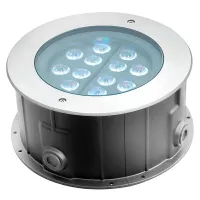SILVER STAR AP-781ET TERRA 36/12 Встраеваемый в пол, всепогодный LED светильник, 46 Вт, Источник света:12*3 Вт LED Tri-color, DMX 512 , Стандартная оптика 20 градусов,  от -40 до +40, IP67, вес 8 кг, 320*146 mm