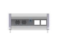 ABL 2F02F2A5- Встраиваемая розеточная станция серии Aero Flip с 2 розетками, 1xUSB-A, 1xUSB-C и 2 слотами для IMP, серая с серебристым (2F020205)