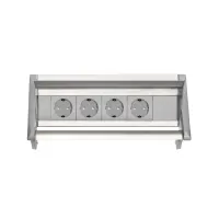 ABL 2F020400- Встраиваемая розеточная станция серии Aero Flip с 4 розетками и 1 закрытым слотом, серая