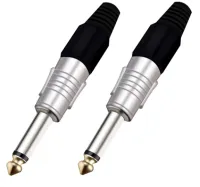 Taverlab P1081-Black - Разъём прямой, кабельный, никелированный, джек 6.35мм несимметричный "папа" (корпус цинковый сплав, чёрный)