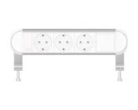 ABL 2A010307- Настольная розеточная станция серии Chroma с 3 розетками и 1 слотом для IMP, белая с серебристым